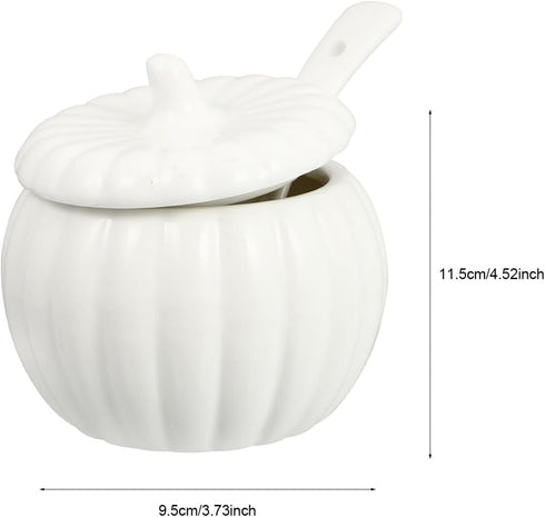 Hemoton White Pumpkin Bowl, Ceramic Soup Bowls With Lid Spoon Dessert Bowls Cereal Bowls Appetizer Side Dish For Soup Snacks Ice Cream Halloween P...