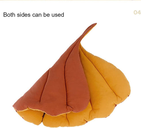 Pet Mat for Small Dogs and Cats - Soft Cotton Bedding with Ginkgo Leaf Design, Machine Washable, 50 x 68cm...