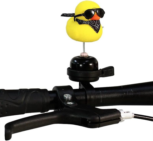 Bobbleheads Yellow Duck Bike Bell Spring Loaded Yellow Duck Bicycle Bell Bike Bells for Kids Bike Accessories a bicycle bell with 3 little yellow ...