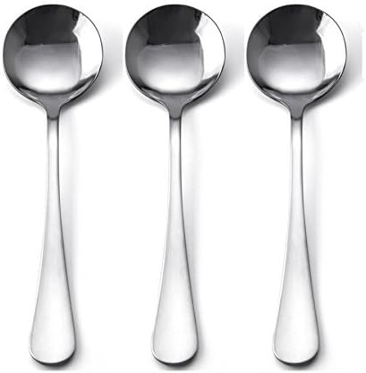 HornTide 6-Piece Soup Spoon Set Bouillon Spoon Flatware Stainless Steel Mirror Polishing 6.5-Inch 16.6cm...
