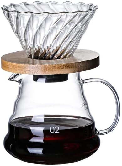 Roast'n Berry V60 Glass Coffee Dripper, Size 02, Bamboo...
