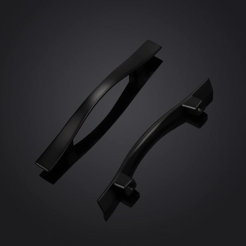 KNOBWELL 6 Pack 3 inch Black Cabinet Handles, Wave Style Black Handles for Cabinet and Cupboard, Dresser Drawer Pulls Matte Black, 3 inch Hole Cen...