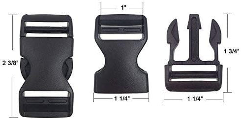 DGQ Quick Side Release Buckles 1" Wide 4 Packs Dual Adjustable No Sewing Clips Snaps Heavy Duty Plastic Replacement for Nylon Strap Backpack Fanny...