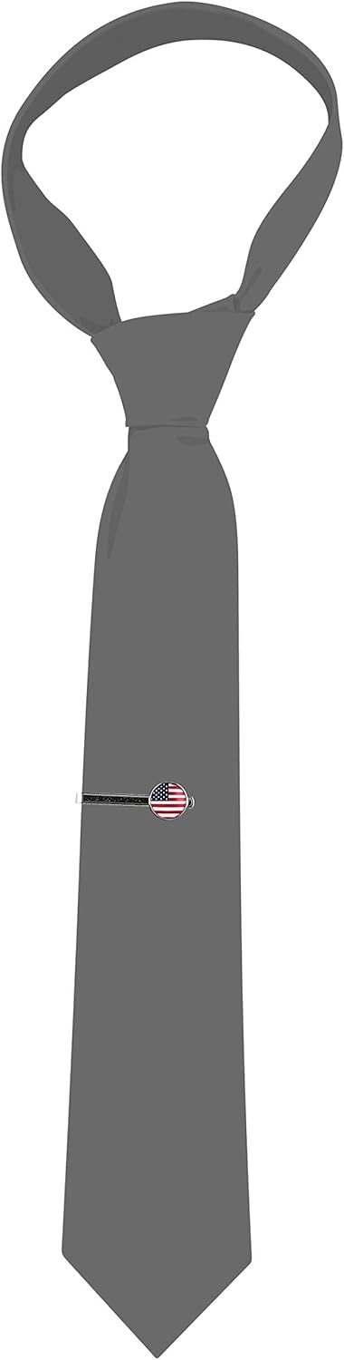 American Flag USA Tie Bar Clip and Cufflinks Set - Silver Colored Metal Plated - Luxury Clothing Accessories...