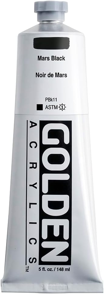 Heavy Body Acrylics by GOLDEN, Mars Black, 5 fl. oz. Tube, Professional Acrylic Paint, Opaque...
