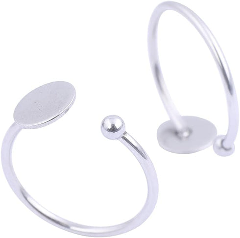 20pcs Stainless Steel Flat 8mm Pad Ring Base Blank DIY Finger Ring Bezels for Jewelry Making Accessories...