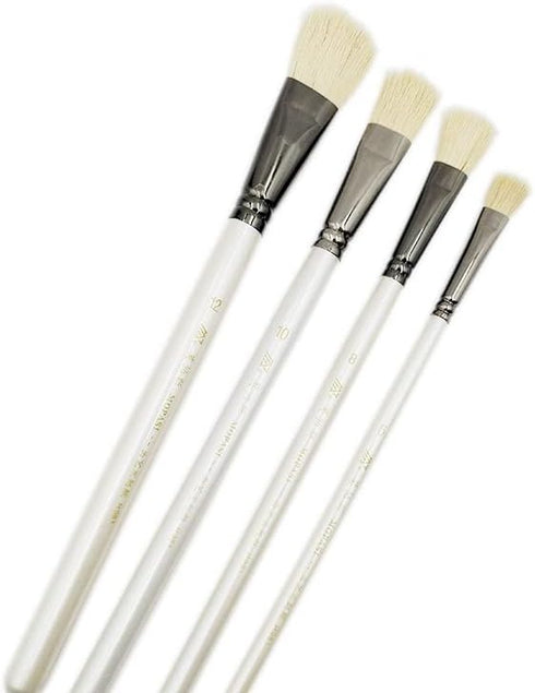 Paint Brushes Set of 4 Pieces Natural Wool Wooden Handles Brushes, Professional Art Painting Brushes Wood Paint Template Brush for Oil, Acrylic an...