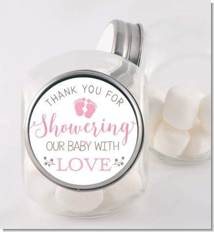 Baby Shower Stickers | Pink | Thank You for Showering Our Baby with Love | 48 Stickers - 1.67 Inches Round | Baby Shower Stickers for Girls | Pitt...