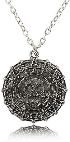 Mystart Pack of 3 Pirates of The Caribbean Necklace Aztec Skull Coin Medallion Necklace...