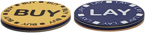 Cyber-Deals Craps 2-Sided On/Off and Buy/Lay Ceramic 1.5" Chip-Size Lammer Buttons Pack...