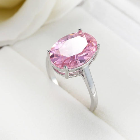 ASFKIPMF Women 925 Silver Oval Cut Pink Topaz Gemstone Gp Pink Austria Crystal Lady Bridal Wedding Engagement Zircon Cushion Cut Super Light Pink ...