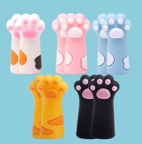 2pcs White Cat Paw Knitting Needle Stoppers, Silicone Knitting Needle Point Protectors Cute Knitting Needle Tips Stoppers Stitch Stoppers for Larg...