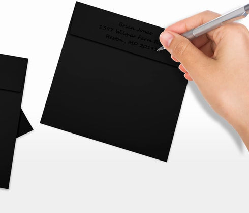 LUXPaper Square Invitation Envelopes | Peel & Press | 5 1/2" x 5 1/2" | Midnight Black | 80lb. Text | 50 Qty...