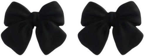 1 Pair Artist Bow Tie Ribbon Stud Earrings for Women Black Daily Bow Earring Jewelry (1 Pair Black)...