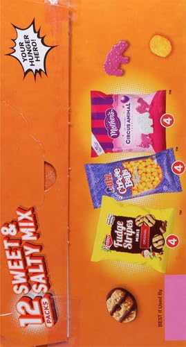Keebler Sweet & Salty Mix, Keebler Fudge Stripes, Mother's Circus Animals, Utz Mini Cheese Balls, 1 Oz. (Pack of 12)...