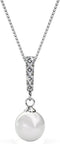 Cate & Chloe Gabrielle 18k White Gold Pearl Cluster Pendant Necklace with Crystals, Beautiful Simulated Pearl Necklaces w/Round Cut Diamond Crysta...
