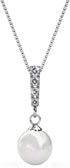 Cate & Chloe Gabrielle 18k White Gold Pearl Cluster Pendant Necklace with Crystals, Beautiful Simulated Pearl Necklaces w/Round Cut Diamond Crysta...