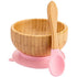 Baby Bowls and Spoons, Baby Bamboo Bowl and Spoon | Silicone Suction | Bamboo Baby Bowls for Baby | Baby Bowls First Stage | Baby Wood Bowls (Pink...