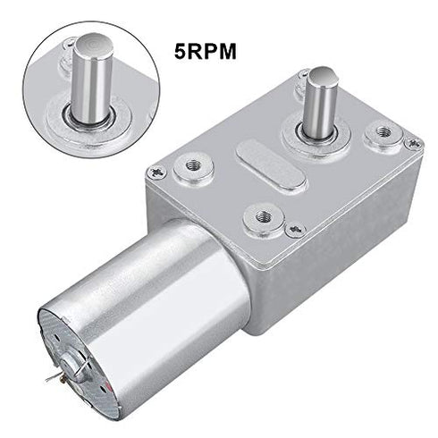 DC 12V Speed Reducing Gear Motor Reversible High Torque 12V Worm Gear Motor Female Shaft High Torque Turbo Worm Gear Box Reduction Electric Motor(...