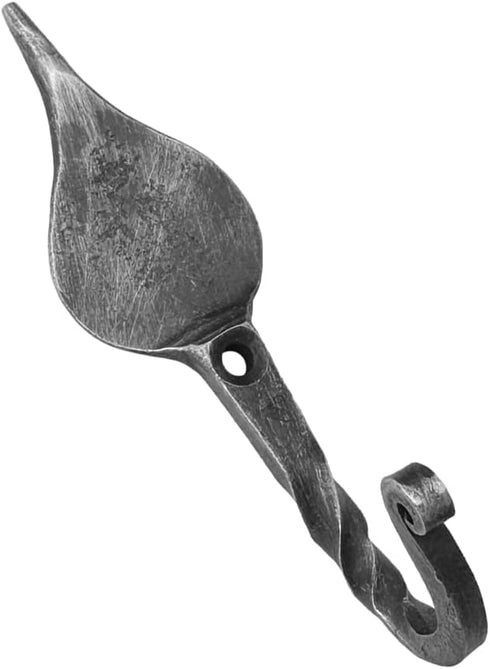 Hand Forged Metal Wall Hook Wrought Iron Handmade Wall Mounted Rustic Coat Leaf Hook Blacksmith Wall Mounted Kitchen Towel Hooks Rack Black Antiqu...