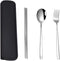 Travel Utensils, 18/8 Stainless Steel 4pcs Cutlery Set Portable Camp Reusable Flatware Silverware, Include Fork Spoon Chopsticks with Case...