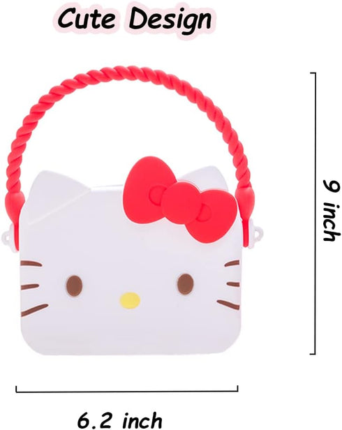 Kawaii Mini Crossbody Backpack, Kitty Tote Messenger Bag, Cute Coin Purses, Wallets Stuff for Teen Girls, Women(White)...