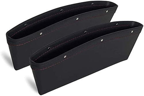 2 Set Car Seat Gap Organizer, Car Seat Gap Filler, PU Full Leather Car Seat Crevice Storage Box Universal Fit in Between Car Seat Catcher for Phon...