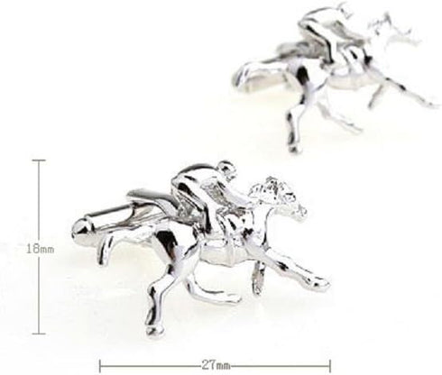 Horse Jockey Race Racing Pair of Cufflinks in Presentation Gift Box & Polishing Cloth...