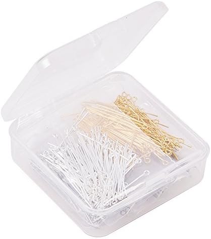 PH PandaHall About 600 Pcs Brass Head Pins Findings Open Eye Pin Length 1.38 Inch 21-Gauge for Jewelry Making 6 Colors...