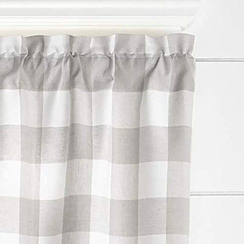 Elrene Home Fashions Farmhouse Living Buffalo-Check Valance, Bathroom or Kitchen Valance for Windows, 60" x 15" (1 Valance), Gray/White...
