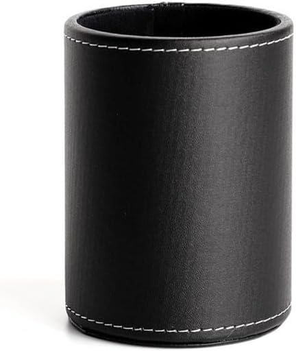 Leather Pencil Holder Pencil Case Round Black Pencil Case Office Desk Home Stationery Organizer...