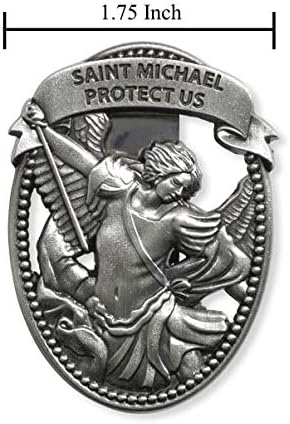 Silver Tone Zinc Alloy Archangel St Michael Protect Us Visor Clip, 2 1/4 Inch...