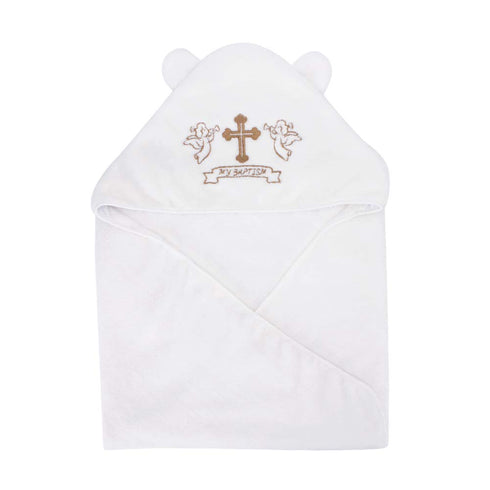 ESTAMICO Unisex Baby Plush Hooded Bath Towels with Embroidery Cross and Cute Ears Baptism for Infants, Toddlers & Kids...