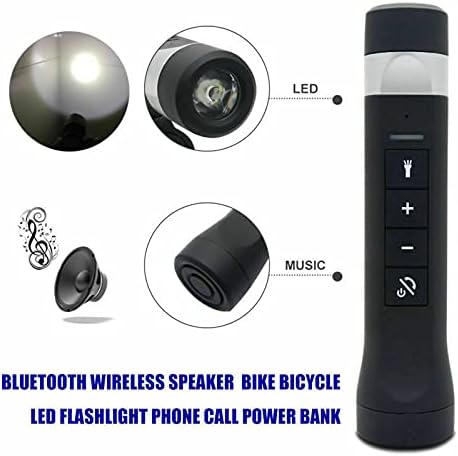 Outdoor Bicycle Multifunctional Bluetooth Wireless Speaker, FM Radio, MP3 Flashlight, USB Port Power Bank, 4 in 1 Bicycle Audio, Black...