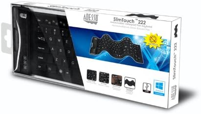 Adesso AKB-222UB - SlimTouch 222 Waterproof Flexible Keyboard for Windows 8/7/Vista/XP/2000, Compact Size, Black...