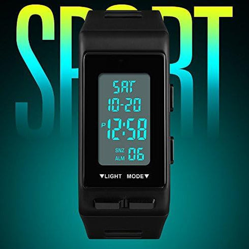 Fashion Unisex Big Numbers Rectangle Face Outdoor Sport Wrist Watch Mens Ladies Waterproof Day Date Aralm Stopwatch Digital Watch...