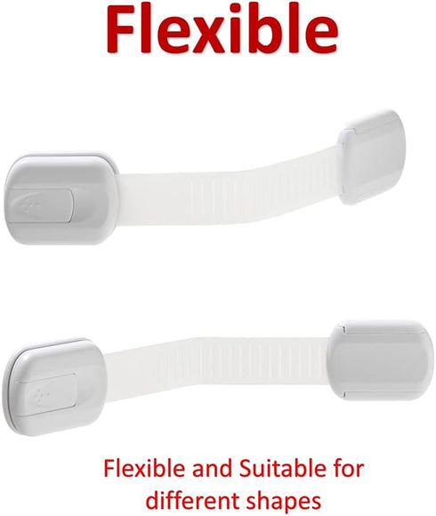 Generic Child Safety Cabinet Strap Locks - Adjustable for Closets Drawers Appliances Fridge Oven Dishwasher Toilet Windows Doors, Adhesive Pads Ea...