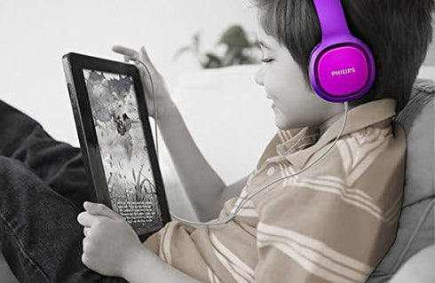 PHILIPS Coolplay Kids On-Ear Headphones - 85dB Volume Limiter - Safer Hearing (SHK2000PK), Purple......