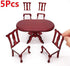 1:12 Dollhouse Miniature Furniture Red Wooden Dining Table Chairs 5pcs Set 1 Table and 4 Chair Wooden Creative Handcraft Gift for Boys Girls perfe...