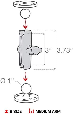 RAM Mounts RAM-B-201U-C Double Socket Arm (Long) Compatible with RAM B Size 1" Ball Components...