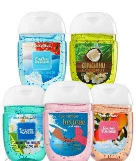 Bath and Body Works Anti-Bacterial Hand Gel 5-Pack PocketBac Sanitizers, Assorted Scents, 1 fl oz each...