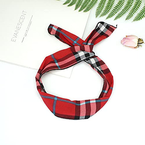 Twist Bow Wire Headbands Head Wrap Retro Bowknot Polka Dot Lattice Design Rabbit ear Wired Hairbands Hair Holder Hair Accessory for Women and Girl...