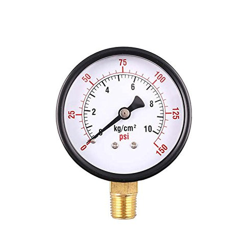 Industrial Pressure Gauge,Black Steel Case Dual Scale Pressure Gauge with Brass Internals, 0-150 psi,0-10 kg/cm2, 2-1/2" Dial Display, -3-2-3% Acc...