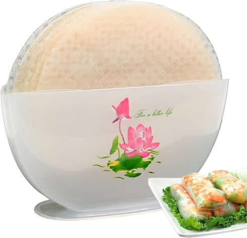 TANISA Rice Paper Water Bowl – Rice Paper Holder for Spring Rolls, Summer Rolls, Egg Rolls- Roll/Fresh Spring Roll Kit – 10.2 inch (Rice Paper NOT...