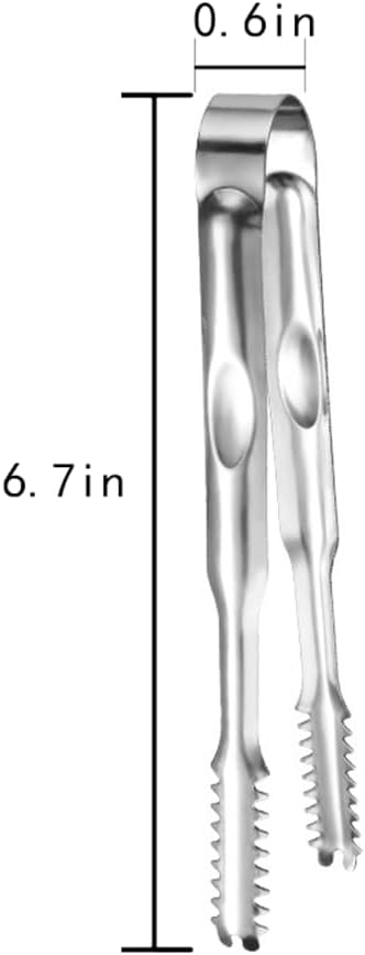 2 Pcs Ice Tongs for Ice Bucket 6.7 Inch - Premium Stainless Steel Ice Tongs with Teeth for Ice Sugar Cubes Tea Party Coffee Bar Food Serving, Silv...