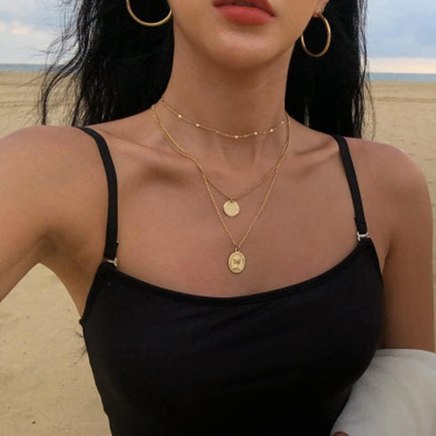 46 Pcs Gold Jewelry Set with 11Pcs Necklace, 11 Pcs anklet and 18 Pcs Earring Ear Cuff,6Hoop Earrings for Women Fashion Indie Costume Jewerly Pack...