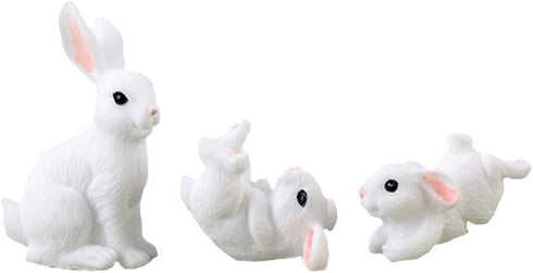 Miniature Bunny Rabbit Resin Figurine Easter Mini Bunny Ornament Cute Miniature Bunny Statue Tiny Animal Cake Topper Fairy Garden Supplies...