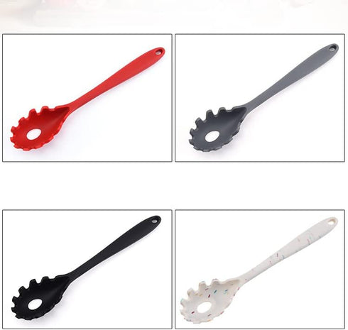 Silicone Pasta Fork (11.5"), High Heat Resistant to 480°F, Hygienic One Piece Design, Spaghetti Strainer & Server Spoon Pasta Forks (White)...