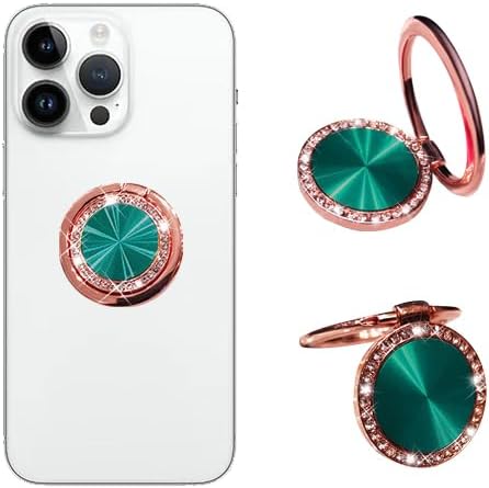 Glitter Bling Diamond Cell Phone Ring Holder, Compatible with Most of The Phones, Tablet and Case, Dark green...
