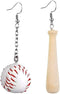 3D Baseball Earrings Faux Leather Baseball Dangle Earrings Wooden Baseball Bat Drop Earrings Baseball Player Jewelry Gifts for Women...